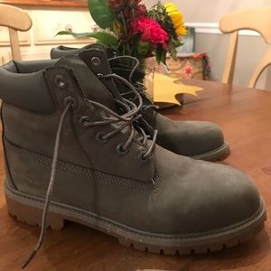 Gray timberlands boys boots
